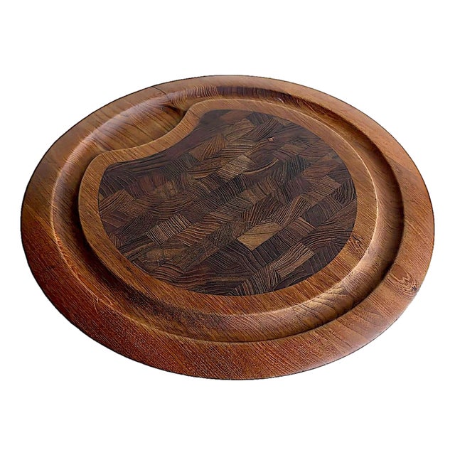 Mid 20th Century Danish Teak Round Carving/Charcuterie Board, Designed by Jens Quistgaard for Dansk For Sale
