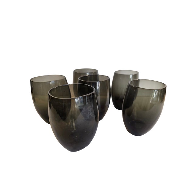 Per Lutken Holmegaard Mid 20th Century Holmegaard Per Lütken Smoky Highball Tumblers – Set of 6, Mid-Century Danish Modern For Sale - Image 4 of 15