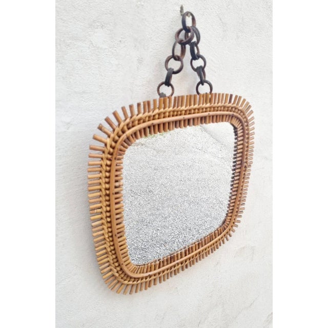 Olaf von Bohr Italian Squared Wall Mirror in Rattan and Bamboo by Olaf Von Bohr, 1960s For Sale - Image 4 of 16