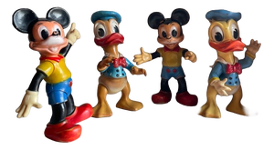 Rubber Donald Duck and Mickey Mouse Dolls from Biserka Prod., 1960s, Set of 4