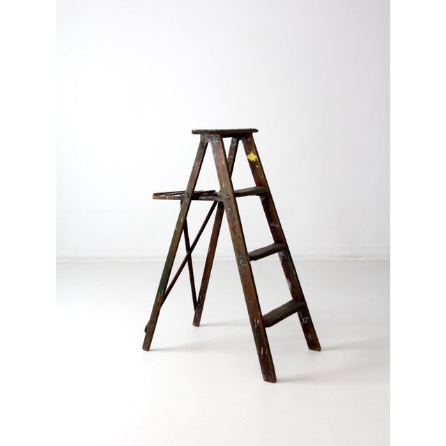 Vintage Green Wood Painter's Ladder For Sale - Image 6 of 12