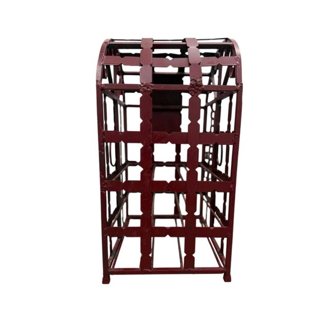 French Antique French Style Wrought Iron Wine Rack Domed Locking Storage For Sale - Image 3 of 12