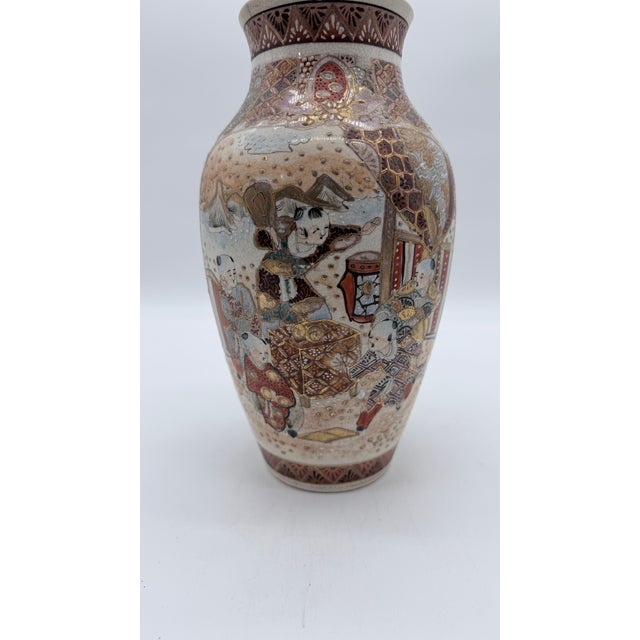 Antique Japanese Satsuma Vase With Figural Panels and Raijin Thunder God, Meiji Period, Circa 1880–1900 For Sale - Image 12 of 15