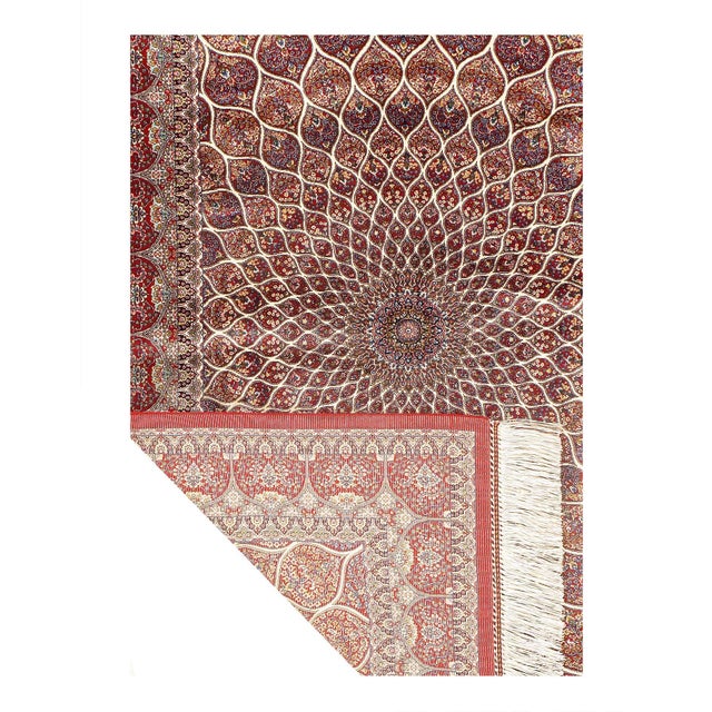 Traditional Pasargad DC Red Color Exquisite Design Paris Palace Fine Power Loom V.Silk Rug For Sale - Image 3 of 3