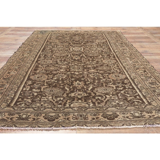 Coffee Vintage Earth-Tone Persian Malayer Rug - 05'03 X 09'06 For Sale - Image 8 of 9