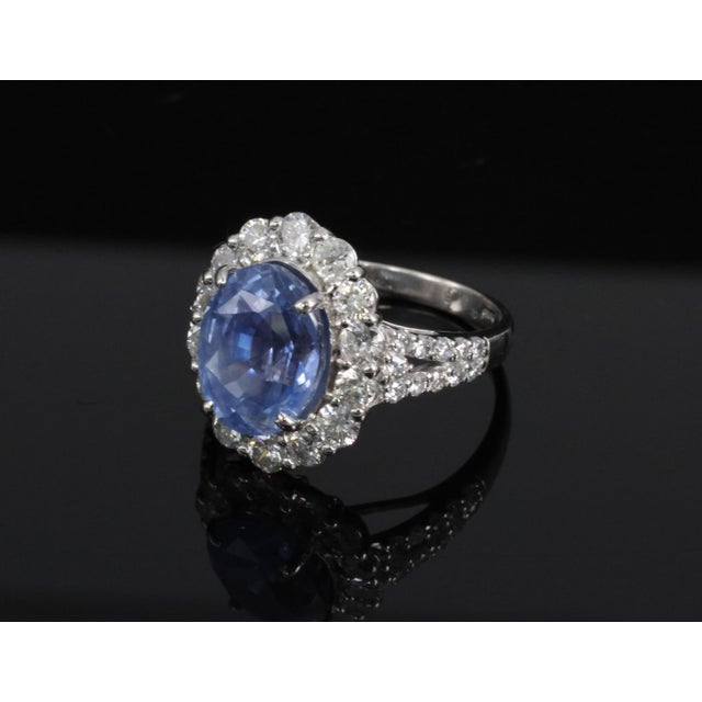 Late 20th Century 4.71ct Gia Ceylon No Heat Sapphire & 1.32ct Diamond Platinum Ring Size 6.25 For Sale - Image 10 of 15