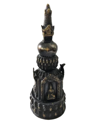 Tibetan Buddhism Bronze Stupa Pagoda with Buddha