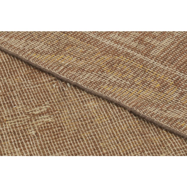 Camel Antique Distressed Khotan Rug in Brown & Gold Geometric Design - Rug & Kilim For Sale - Image 8 of 9