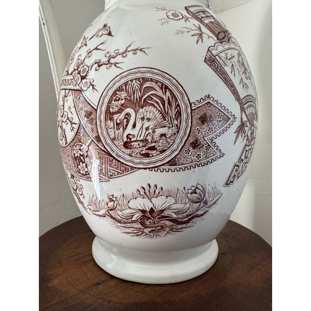 Late 19th Century 1880s W. H. Grindley Aesthetic Movement Transferware Pitcher For Sale - Image 5 of 8