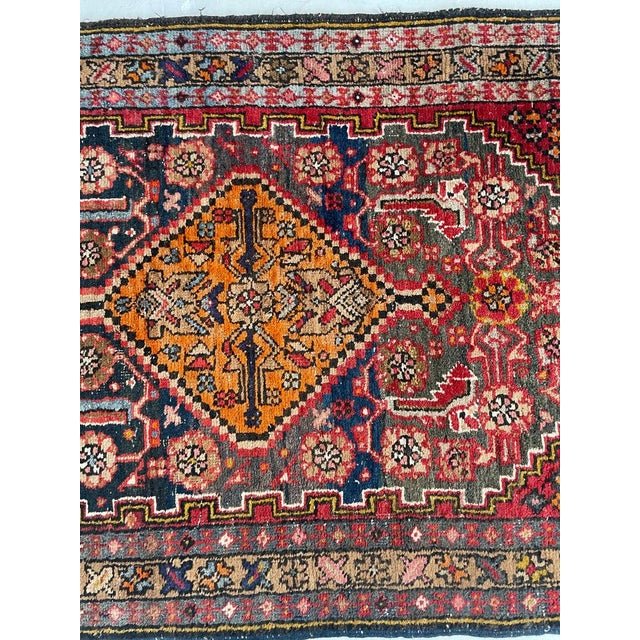 Antique Runner KISSING LIONS LEOPARDS with Duel Feline Subjects Rug 2.11 x 10.6 For Sale - Image 9 of 13