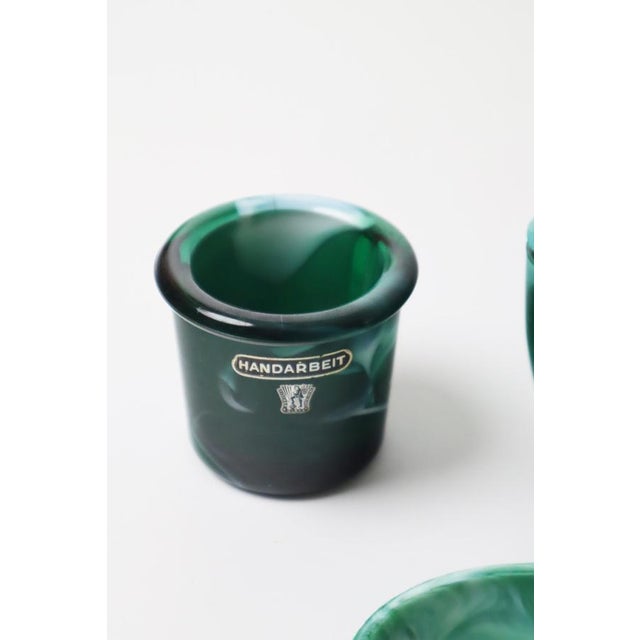 Green White Mouth-Blown Glass Dressing Table Set, 1950s, Set of 5 For Sale - Image 15 of 16
