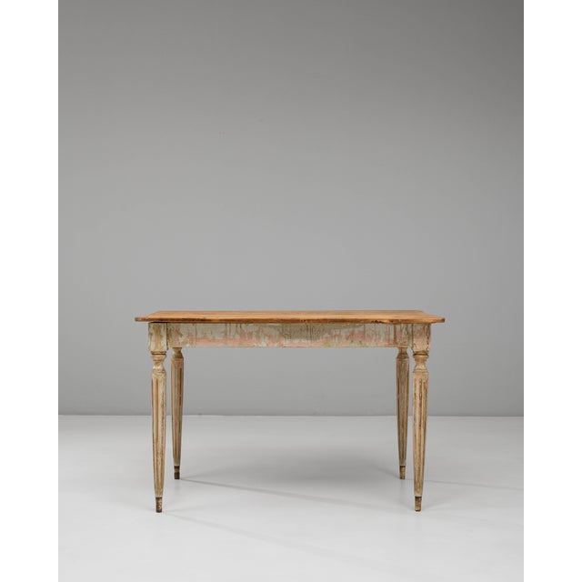 20th Century French Gustavian Wood Patinated Side Table For Sale - Image 10 of 18