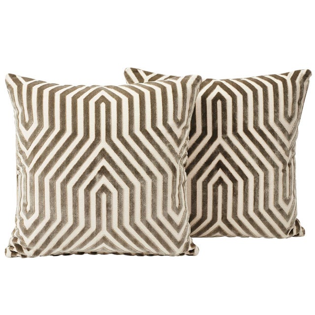 This pillow features Vanderbilt Velvet by Mary McDonald for Schumacher with a knife edge finish. A large-scale, linear...