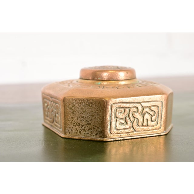Tiffany Studios Tiffany Studios New York Zodiac Bronze Doré Inkwell For Sale - Image 4 of 12