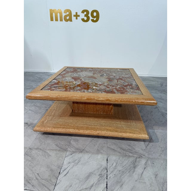 Italian Coffee Table With Central Marble, 1970s For Sale - Image 4 of 8