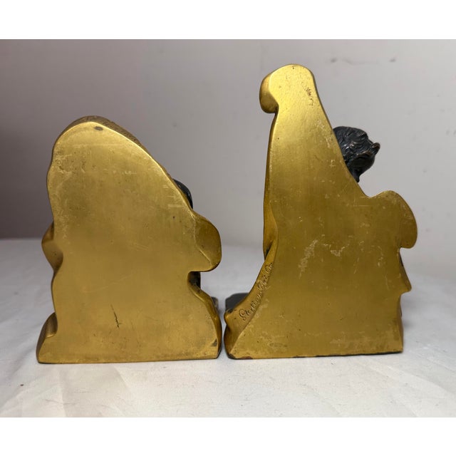 Pair of Antique 1800's Sterling Bronze Co Cherub Putti Ormolu Patinated Bookends For Sale - Image 17 of 17
