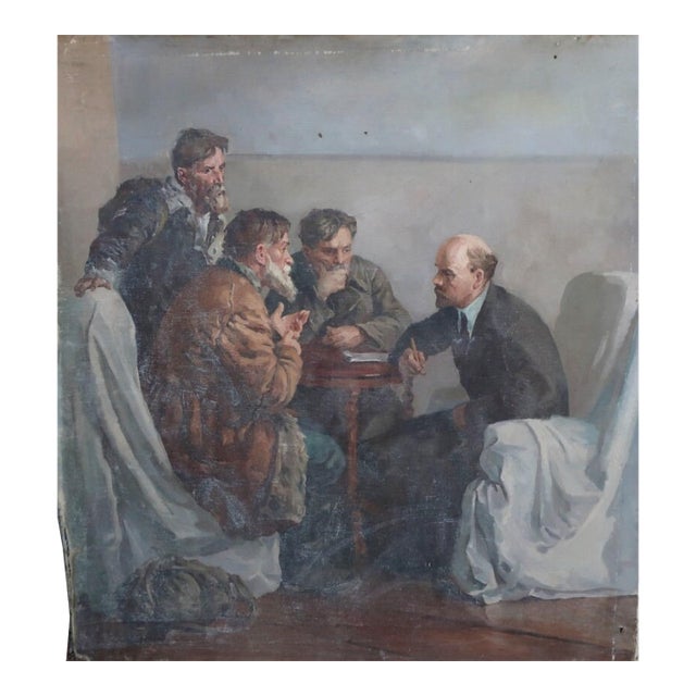 Vladimir Lenin Portrait, Original Soviet Socialist Realism Oil Painting 126-119 For Sale