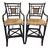 Pair of Hollywood Regency Chinoiserie Black Bamboo Arm Barstools For Sale