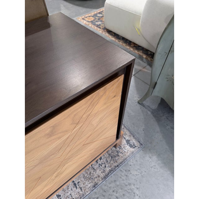 Lawson-Fenning Lawson-Fenning Walnut & Oak Geometric Three Door Sideboard Credenza For Sale - Image 4 of 12