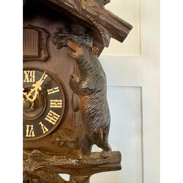 Antique Black Forest Carved Bear Cuckoo Clock, 1880 For Sale - Image 9 of 18