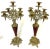 French Antique Regency Heavy Brass With Red Enamel 5-Arm Candelabra With Griffin Accents- a Pair For Sale - Image 3 of 13