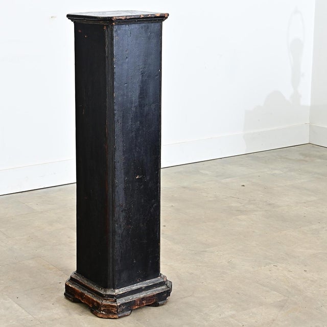 French French Vintage Painted Black Pedestal For Sale - Image 3 of 8