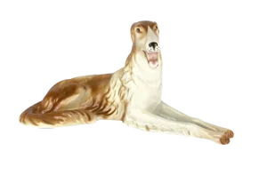 Art Deco Czechoslovakian Borzoi Greyhound Statue in Porcelain from Royal Dux Bohemia, 1960s