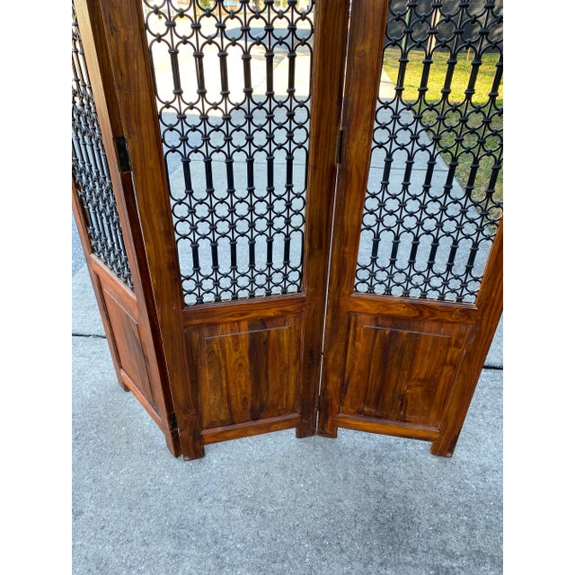 Boho Chic 1970s Wooden Room Divider Screen For Sale - Image 3 of 7