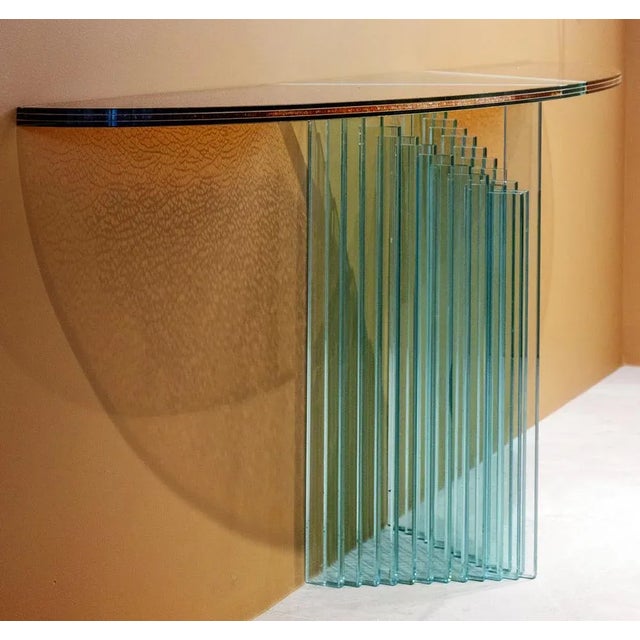 Postmodern Glass Console Table by Luigi Massoni for Gallotti & Radice, 1980s For Sale - Image 3 of 8