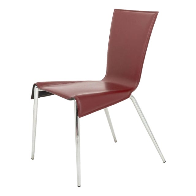 Postmodern Red Leather Side Chair For Sale