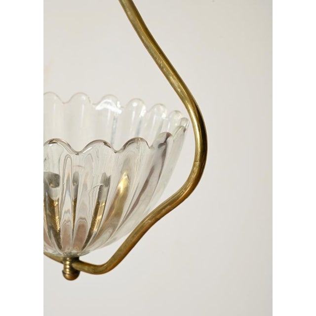Floral Murano Glass and Brass Pendant from Barovier, Italy, 1940s For Sale - Image 15 of 16