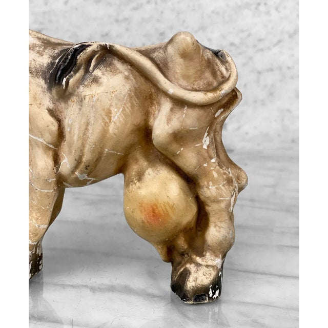 Sculpture Materials Vintage Traditional Farmhouse Chalkware Milking Cow Sculpture For Sale - Image 7 of 9
