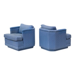 Pair of Geometric Swivel Armchairs by Henredon For Sale