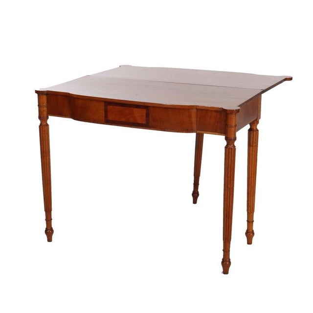 Sheraton Antique Sheraton Mahogany Banded & Inlaid Turret Top Card Table C1830 For Sale - Image 4 of 11