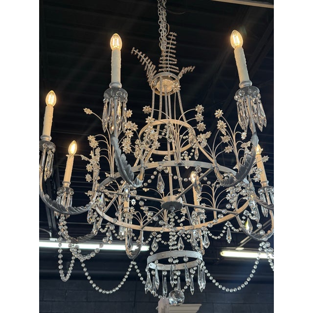 1960s Niermann Weeks Swedish Crystal Chandelier For Sale In Atlanta - Image 6 of 12