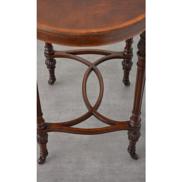 Antique Edwardian Inlaid Mahogany Kidney-Shaped Side Table, 1900 For Sale - Image 14 of 16