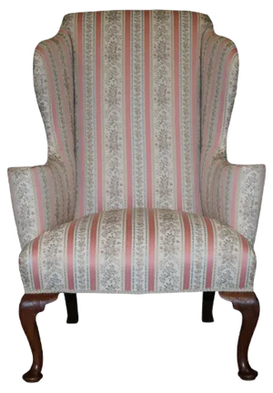 Regency Walnut Wingback Armchair with Striped Fabric from Howard & Sons