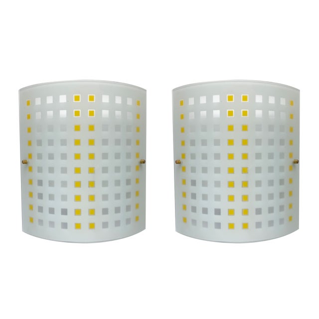 Vintage Postmodern Glass Wall Lamps from DIY Light, 1980s, Set of 2 For Sale