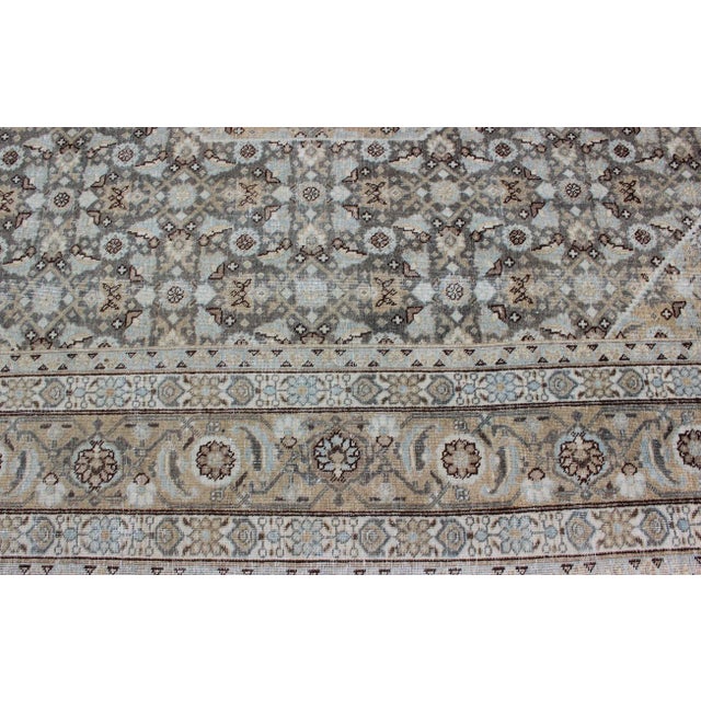 Early 20th Century Antique Persian Tabriz Carpet With Geometric Diamond Design in Earth Tones For Sale - Image 9 of 13