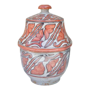 Late 19th Century Handmade Moroccan Ceramic Decorative Lidded Bowl