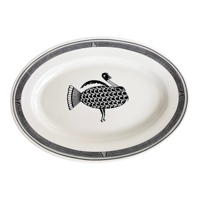 Vintage Pipestone Mimbreño Santa Fe Railroad Turkey Oval Serving Platter For Sale