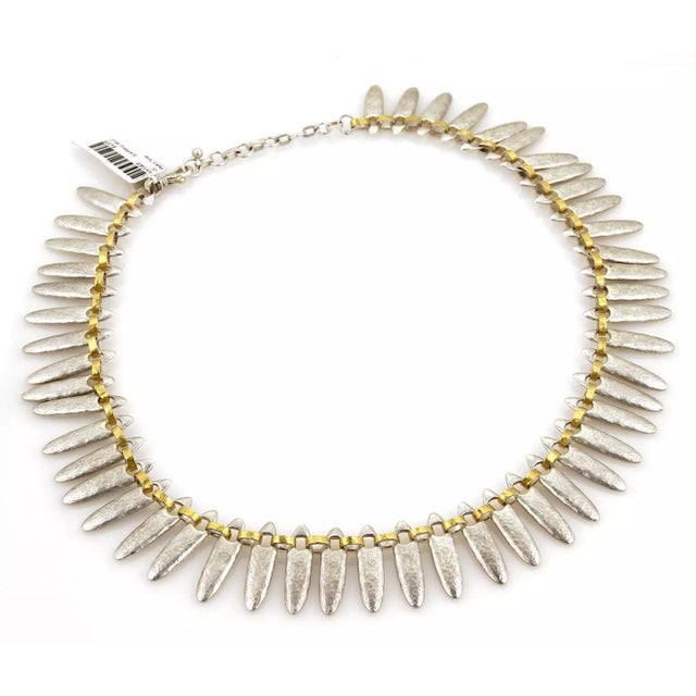 Contemporary Gurhan Sunflower Sterling & 24k Gold Hammered Necklace For Sale - Image 3 of 6