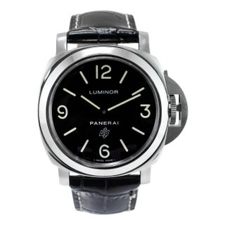 Panerai Luminor Base Logo 44mm Op6834 Black Leather Strap Steel Watch For Sale