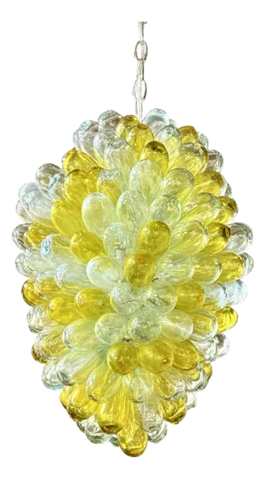 1990s Yellow Pendant of Hand Blown Glass