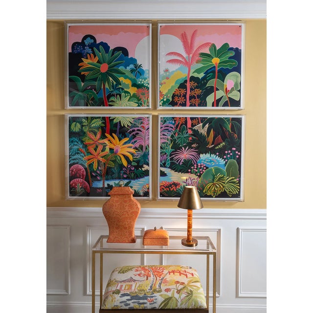 Transitional Paradise Dream Giclee in Lucite Shadow Box, Set of 4 For Sale - Image 3 of 7