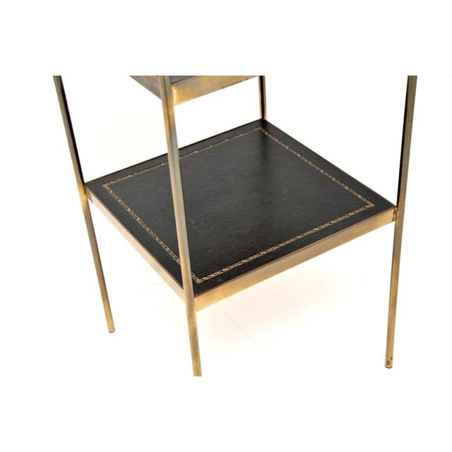 Black Vintage Brass and Leather Side Table, 1960s For Sale - Image 8 of 9