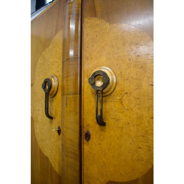 Wood Vintage Art Deco Wardrobe in Burr Walnut, 1920s For Sale - Image 7 of 11