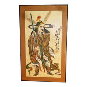 Early 20th Century Japanese Warrior Samurai Framed Painting