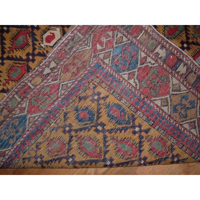 Traditional Antique Circa 1880 Gold Caucasian Shirvan Marasali Hand Knotted Rug 4' X 4'10 For Sale - Image 3 of 5