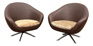 Mid-Century Modern Swivel Pod Armchairs, Set of 2